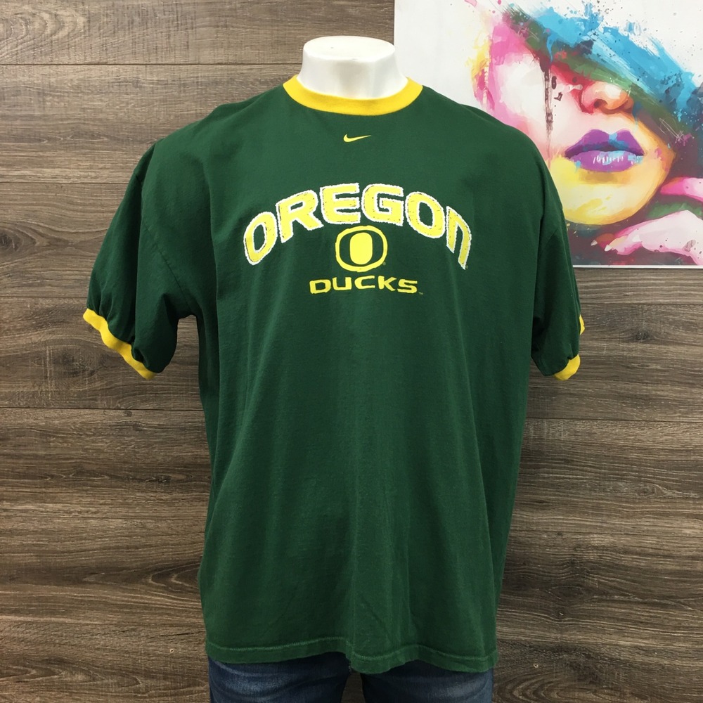 Vintage Y2K Nike Team Oregon Ducks T Shirt‎ XXL Mens Green Yellow Football Tee